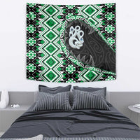 Green Taniko Motif Aotearoa Manaia and Silver Fern Tapestry LT03 - Polynesian Pride