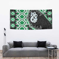 Green Taniko Motif Aotearoa Manaia and Silver Fern Tapestry LT03 - Polynesian Pride