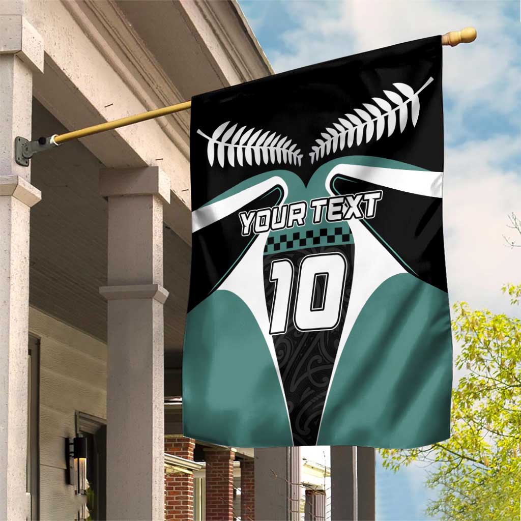 Custom New Zealand Bicycle 2025 Garden Flag LT03 House Flag Black-Teal - Polynesian Pride