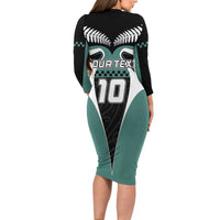 Custom New Zealand Bicycle 2025 Long Sleeve Bodycon Dress LT03 - Polynesian Pride