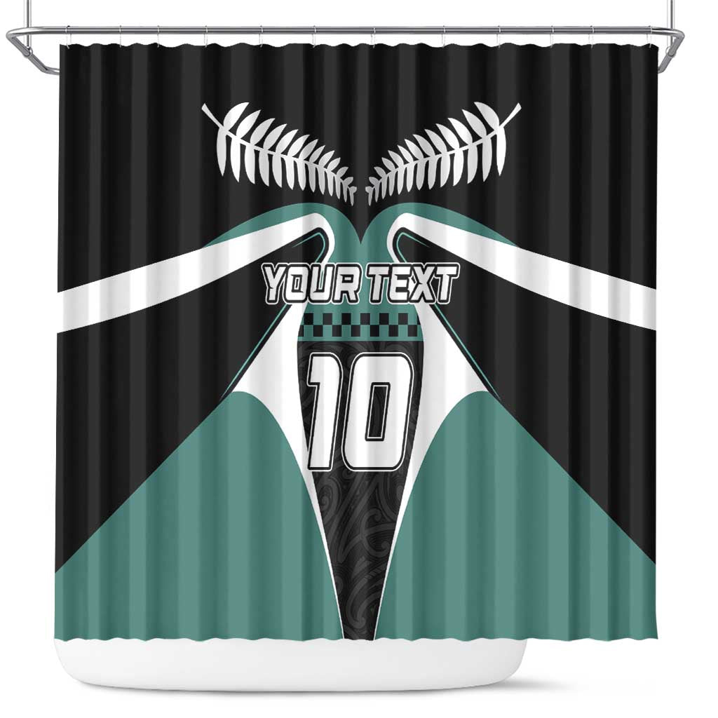 Custom New Zealand Bicycle 2025 Shower Curtain LT03 Black-Teal - Polynesian Pride