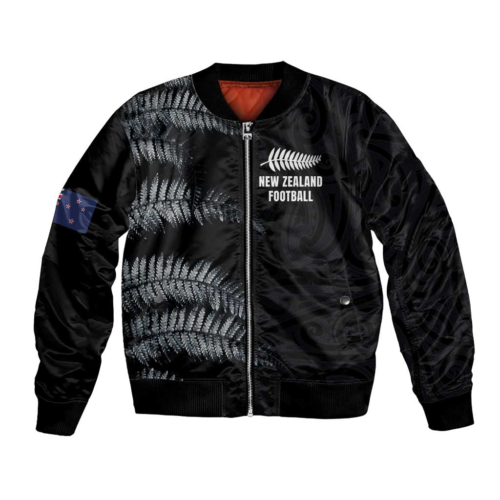 Custom New Zealand Football-Towards World Cup 2026 Bomber Jacket LT03 Unisex Black - Polynesian Pride