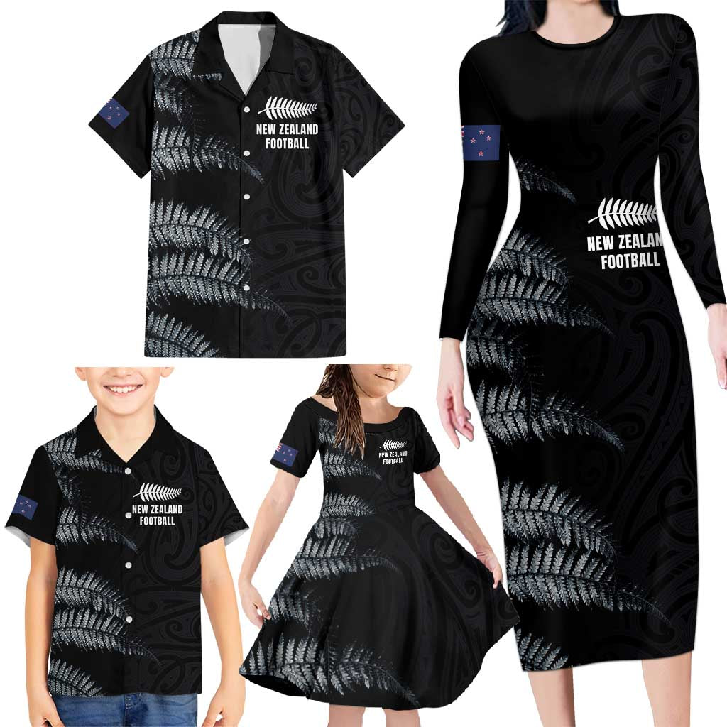 Custom New Zealand Football-Towards World Cup 2026 Family Matching Long Sleeve Bodycon Dress and Hawaiian Shirt