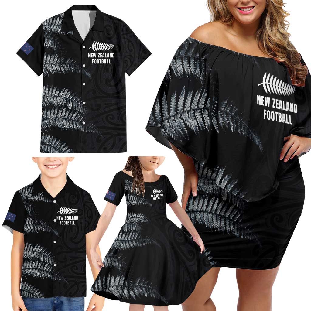 Custom New Zealand Football-Towards World Cup 2026 Family Matching Off Shoulder Short Dress and Hawaiian Shirt