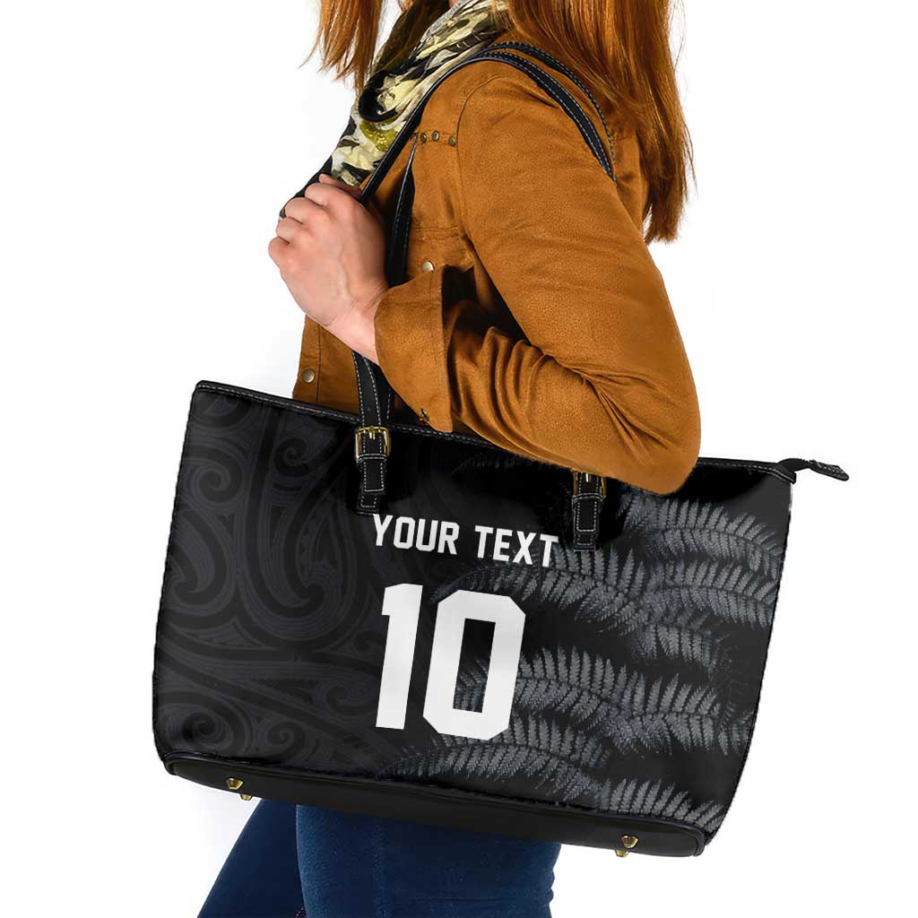 Custom New Zealand Football-Towards World Cup 2026 Leather Tote Bag LT03 Black - Polynesian Pride