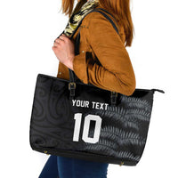 Custom New Zealand Football-Towards World Cup 2026 Leather Tote Bag LT03 Black - Polynesian Pride