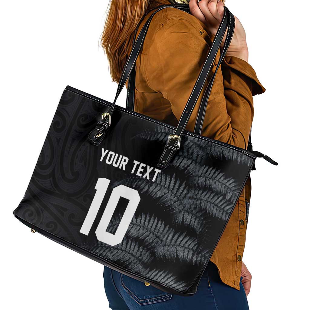 Custom New Zealand Football-Towards World Cup 2026 Leather Tote Bag LT03 - Polynesian Pride