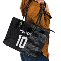 Custom New Zealand Football-Towards World Cup 2026 Leather Tote Bag LT03 - Polynesian Pride