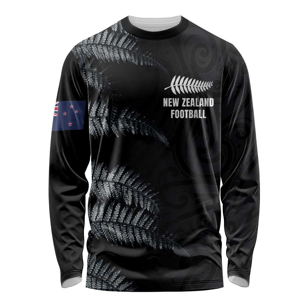 Custom New Zealand Football-Towards World Cup 2026 Long Sleeve Shirt LT03 Unisex Black - Polynesian Pride