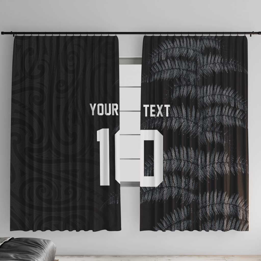 Custom New Zealand Football-Towards World Cup 2026 Window Curtain LT03 With Hooks Black - Polynesian Pride