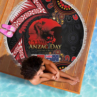 Tonga and Australia ANZAC Day Beach Blanket Aboriginal and Ngatu Art Pattern - Gallipoli Lest We Forget LT03 - Polynesian Pride