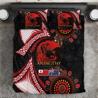Tonga and Australia ANZAC Day Bedding Set Aboriginal and Ngatu Art Pattern - Gallipoli Lest We Forget LT03 Black - Polynesian Pride