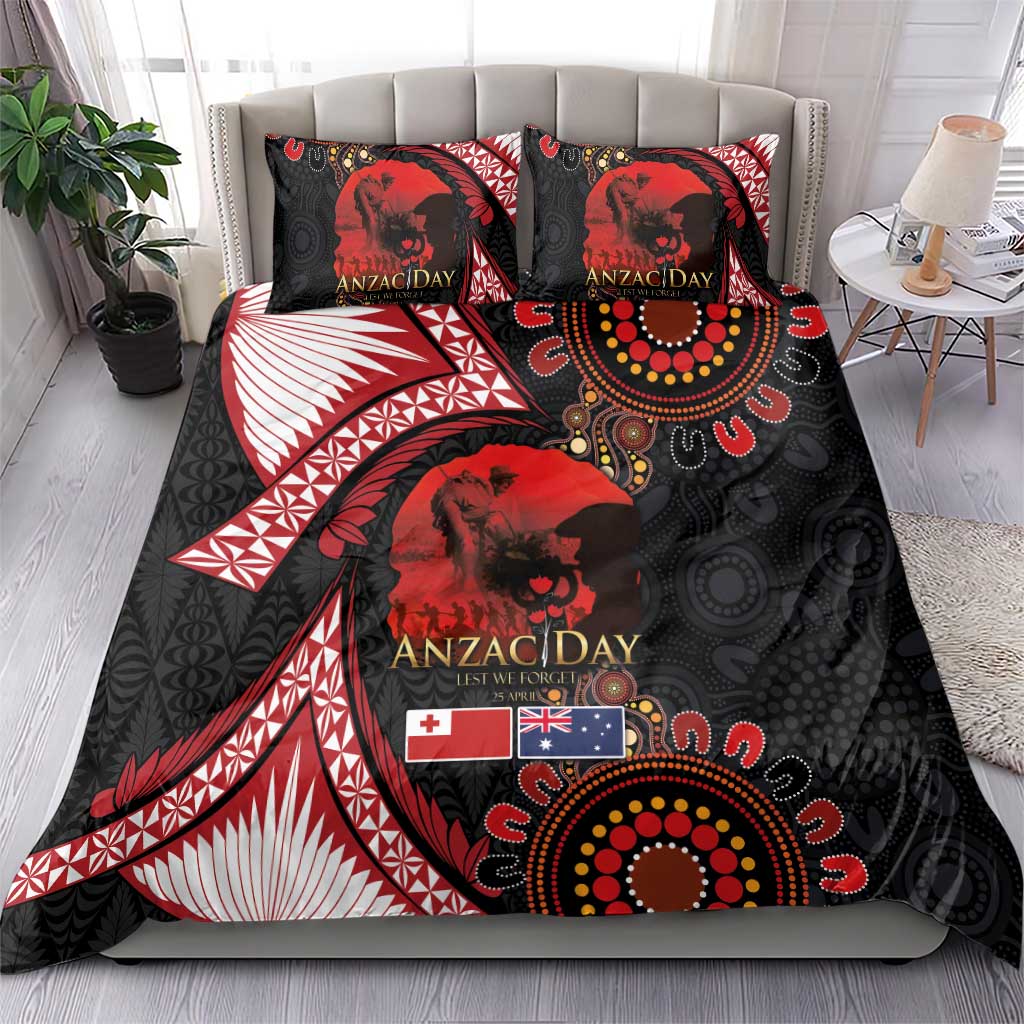 Tonga and Australia ANZAC Day Bedding Set Aboriginal and Ngatu Art Pattern - Gallipoli Lest We Forget LT03 - Polynesian Pride