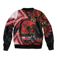 Tonga and Australia ANZAC Day Bomber Jacket Aboriginal and Ngatu Art Pattern - Gallipoli Lest We Forget LT03 - Polynesian Pride