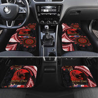 Tonga and Australia ANZAC Day Car Mats Aboriginal and Ngatu Art Pattern - Gallipoli Lest We Forget LT03 Set 4pcs Black - Polynesian Pride