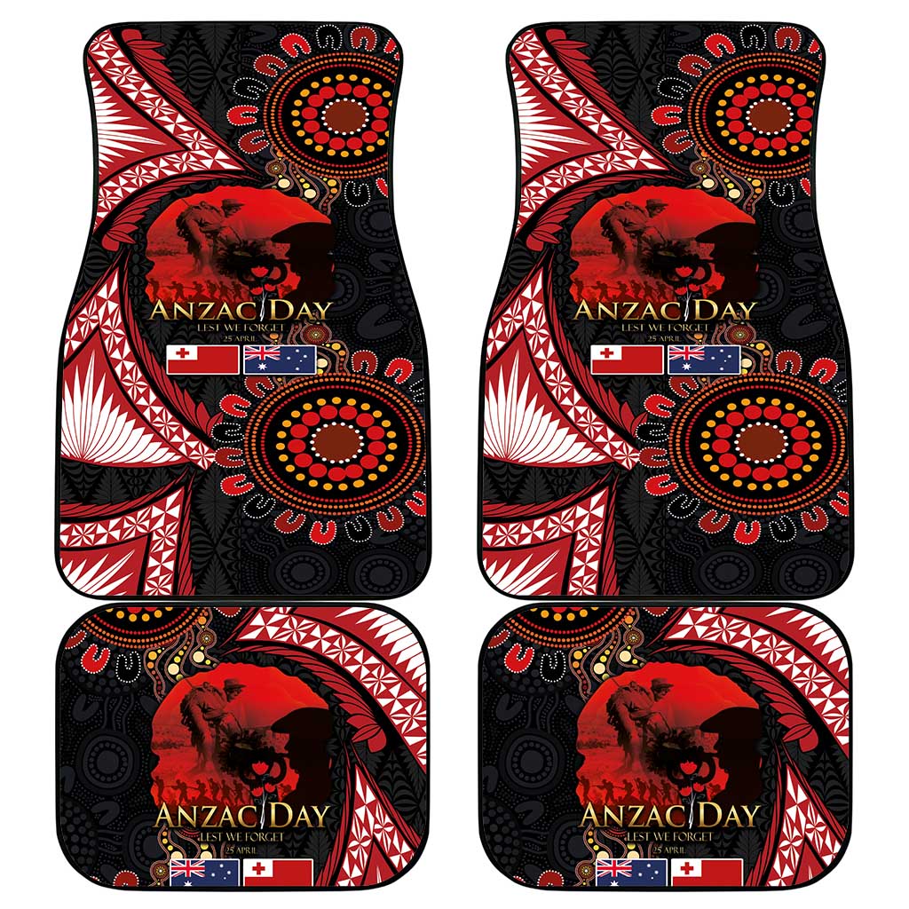 Tonga and Australia ANZAC Day Car Mats Aboriginal and Ngatu Art Pattern - Gallipoli Lest We Forget LT03 - Polynesian Pride