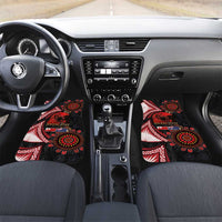 Tonga and Australia ANZAC Day Car Mats Aboriginal and Ngatu Art Pattern - Gallipoli Lest We Forget LT03 Set 2pcs - Front Black - Polynesian Pride