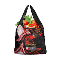 Tonga and Australia ANZAC Day Grocery Bag Aboriginal and Ngatu Art Pattern - Gallipoli Lest We Forget LT03 1-pack One Size Black - Polynesian Pride
