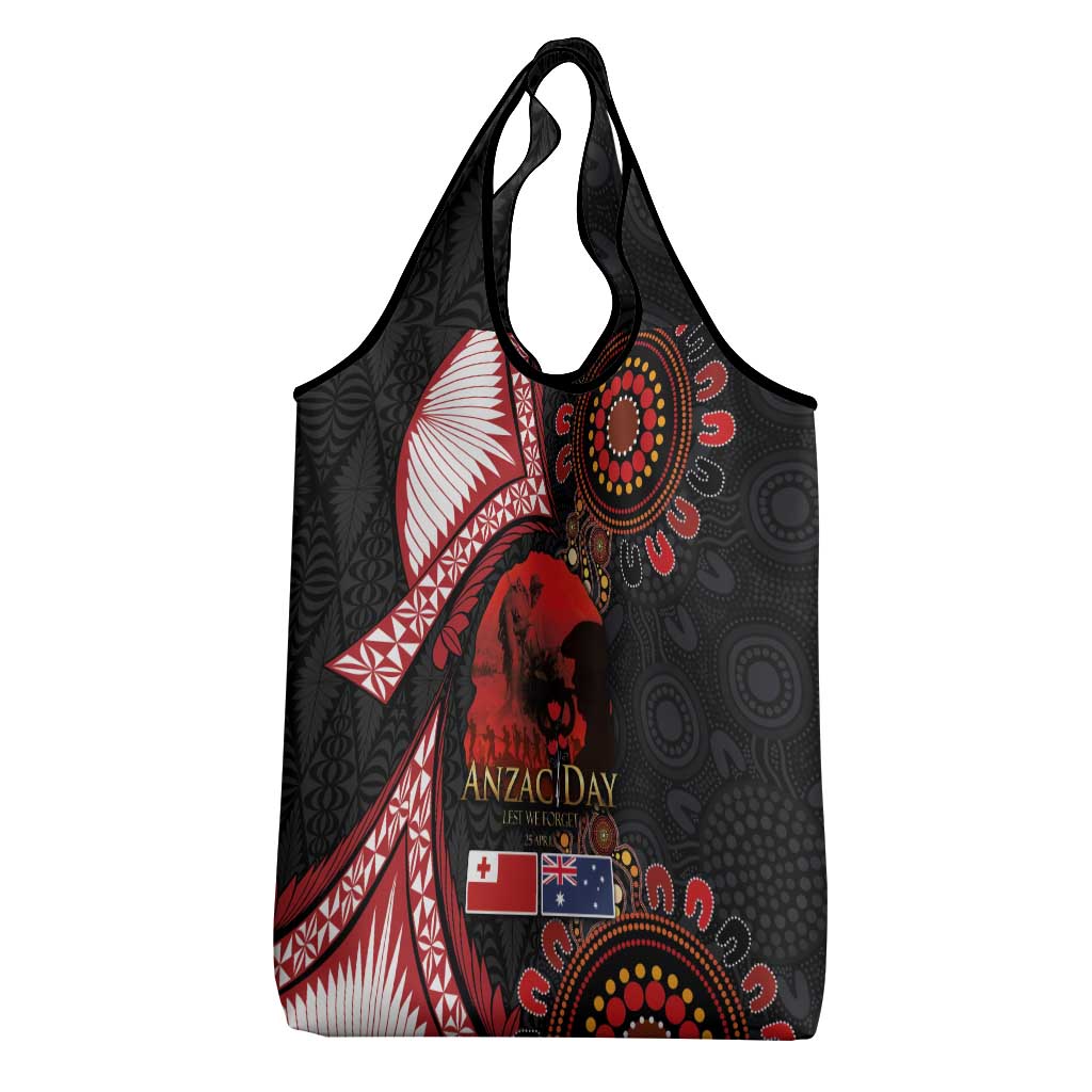 Tonga and Australia ANZAC Day Grocery Bag Aboriginal and Ngatu Art Pattern - Gallipoli Lest We Forget LT03 - Polynesian Pride