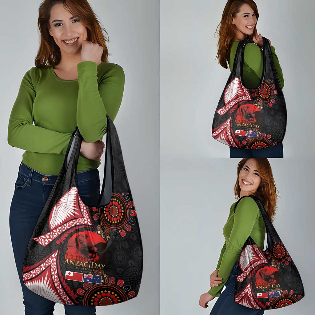 Tonga and Australia ANZAC Day Grocery Bag Aboriginal and Ngatu Art Pattern - Gallipoli Lest We Forget LT03 - Polynesian Pride