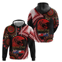 Tonga and Australia ANZAC Day Hoodie Aboriginal and Ngatu Art Pattern - Gallipoli Lest We Forget LT03 - Polynesian Pride