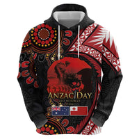 Tonga and Australia ANZAC Day Hoodie Aboriginal and Ngatu Art Pattern - Gallipoli Lest We Forget LT03 - Polynesian Pride
