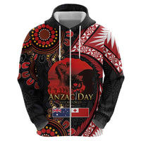 Tonga and Australia ANZAC Day Hoodie Aboriginal and Ngatu Art Pattern - Gallipoli Lest We Forget LT03 - Polynesian Pride