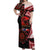 Tonga and Australia ANZAC Day Off Shoulder Maxi Dress Aboriginal and Ngatu Art Pattern - Gallipoli Lest We Forget