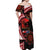 Tonga and Australia ANZAC Day Off Shoulder Maxi Dress Aboriginal and Ngatu Art Pattern - Gallipoli Lest We Forget