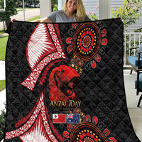 Tonga and Australia ANZAC Day Quilt Aboriginal and Ngatu Art Pattern - Gallipoli Lest We Forget LT03 Black - Polynesian Pride