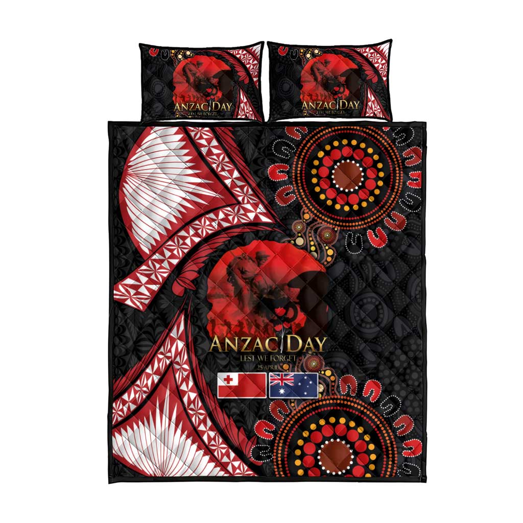 Tonga and Australia ANZAC Day Quilt Bed Set Aboriginal and Ngatu Art Pattern - Gallipoli Lest We Forget LT03 - Polynesian Pride