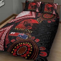 Tonga and Australia ANZAC Day Quilt Bed Set Aboriginal and Ngatu Art Pattern - Gallipoli Lest We Forget LT03 - Polynesian Pride