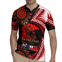Tonga and Australia ANZAC Day Rugby Jersey Aboriginal and Ngatu Art Pattern - Gallipoli Lest We Forget LT03 - Polynesian Pride