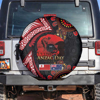 Tonga and Australia ANZAC Day Spare Tire Cover Aboriginal and Ngatu Art Pattern - Gallipoli Lest We Forget LT03 Black - Polynesian Pride