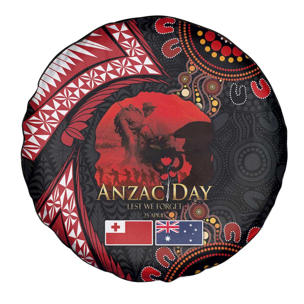 Tonga and Australia ANZAC Day Spare Tire Cover Aboriginal and Ngatu Art Pattern - Gallipoli Lest We Forget LT03 - Polynesian Pride