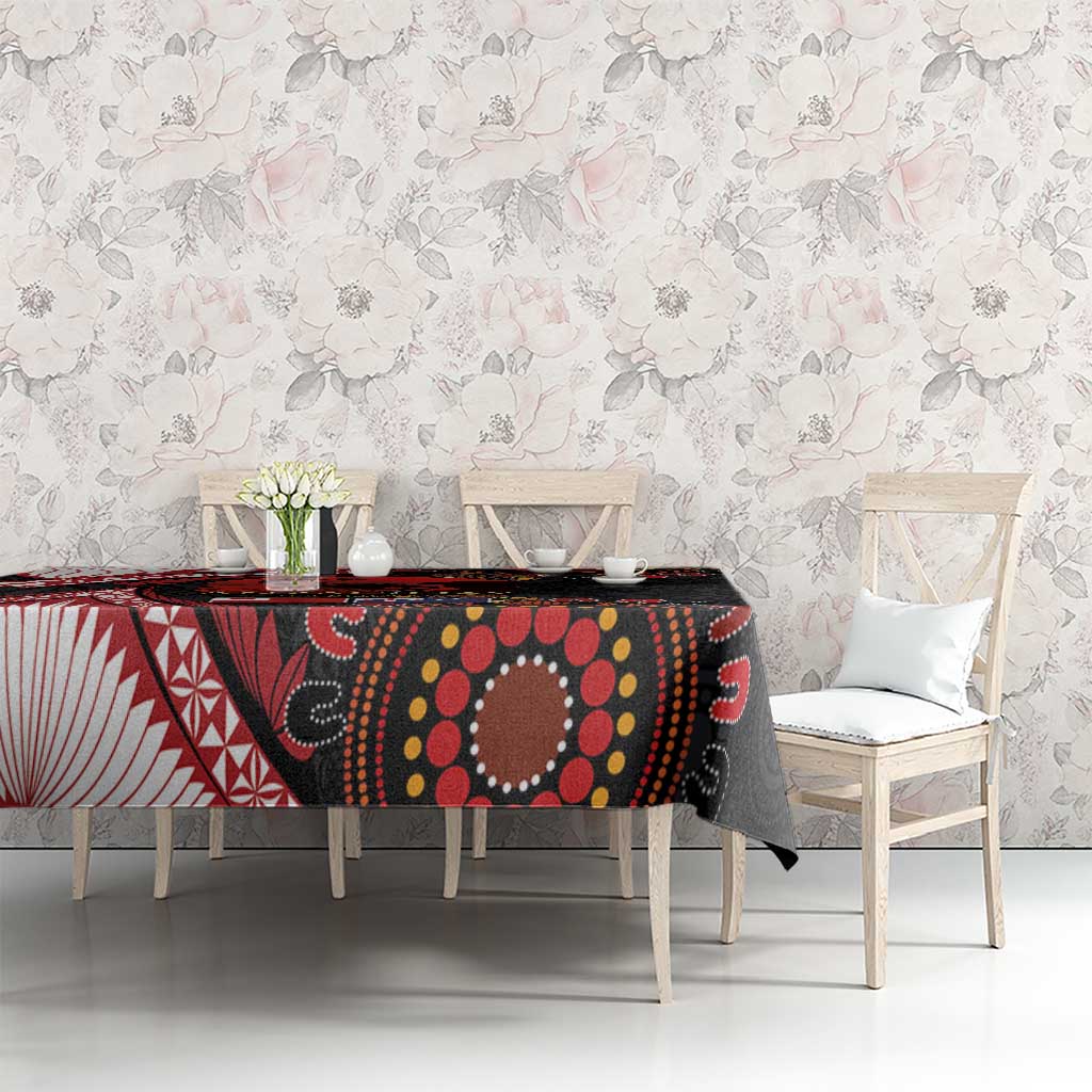 Tonga and Australia ANZAC Day Tablecloth Aboriginal and Ngatu Art Pattern - Gallipoli Lest We Forget LT03 - Polynesian Pride