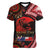 Tonga and Australia ANZAC Day Women V-Neck T-Shirt Aboriginal and Ngatu Art Pattern - Gallipoli Lest We Forget