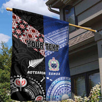 Personalised Aotearoa and Samoa Together Garden Flag Tatau Art Tattoos-Taniko and Tukutuku with Maori Pattern LT03 - Polynesian Pride