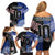 Custom Aotearoa and Samoa Rugby Family Matching Off Shoulder Short Dress and Hawaiian Shirt Maori Warrior and Teuila Emblem-Tatau with Taniko Art