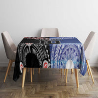 Custom Aotearoa and Samoa Rugby Tablecloth Maori Warrior and Teuila Emblem-Tatau with Taniko Art LT03 - Polynesian Pride