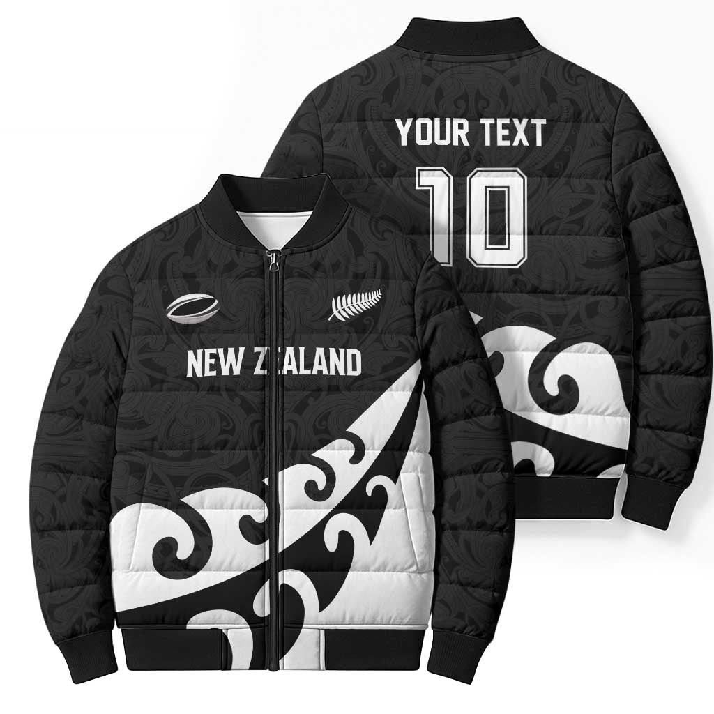 Custom NZ Rugby Bomber Puffer Jacket Koru and Silver Fern Sporty Style LT03 - Polynesian Pride