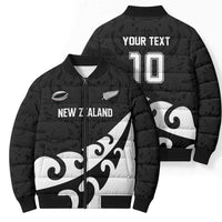 Custom NZ Rugby Bomber Puffer Jacket Koru and Silver Fern Sporty Style LT03 - Polynesian Pride