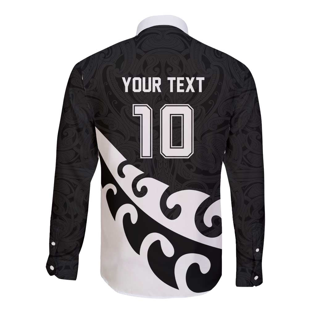 Custom NZ Rugby Long Sleeve Button Shirt Koru and Silver Fern Sporty Style LT03 - Polynesian Pride
