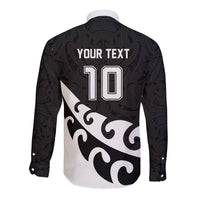 Custom NZ Rugby Long Sleeve Button Shirt Koru and Silver Fern Sporty Style LT03 - Polynesian Pride