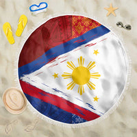 Philippines National Flag Day Beach Blanket Polynesian and Yakan Tattoo Brush Style LT03 One Size 150cm Red - Polynesian Pride