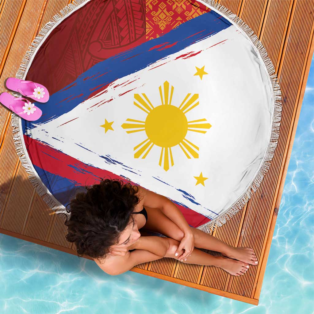 Philippines National Flag Day Beach Blanket Polynesian and Yakan Tattoo Brush Style LT03 - Polynesian Pride