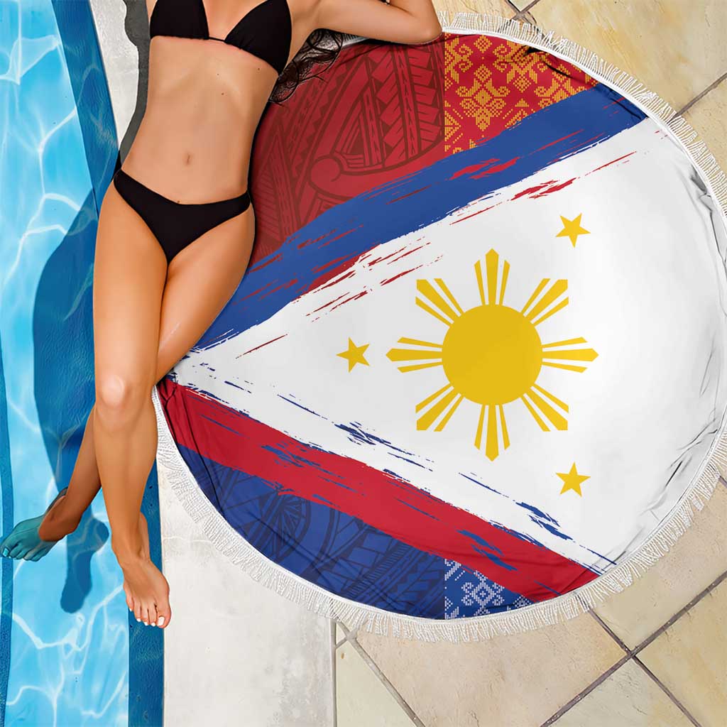 Philippines National Flag Day Beach Blanket Polynesian and Yakan Tattoo Brush Style LT03 - Polynesian Pride
