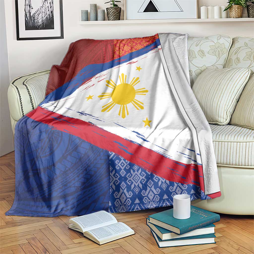 Philippines National Flag Day Blanket Polynesian and Yakan Tattoo Brush Style LT03 Red - Polynesian Pride