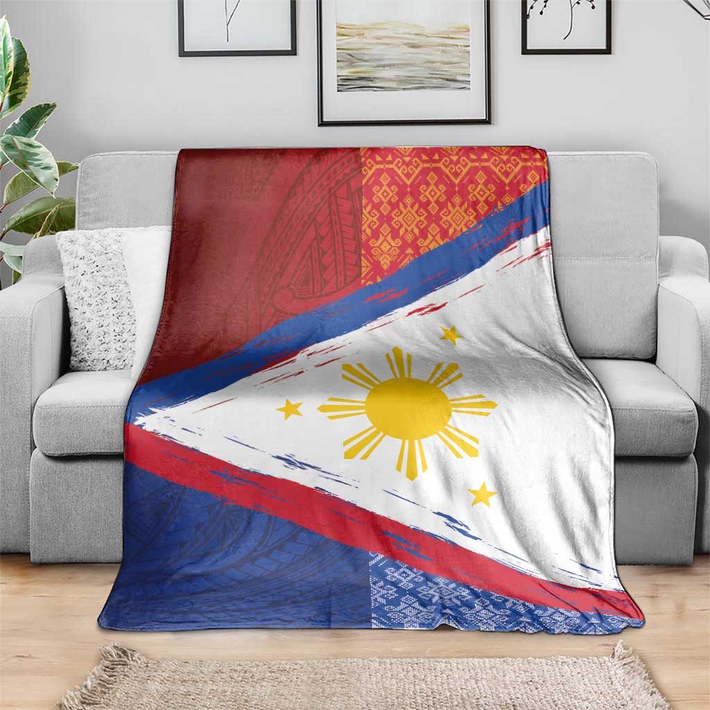 Philippines National Flag Day Blanket Polynesian and Yakan Tattoo Brush Style LT03 - Polynesian Pride