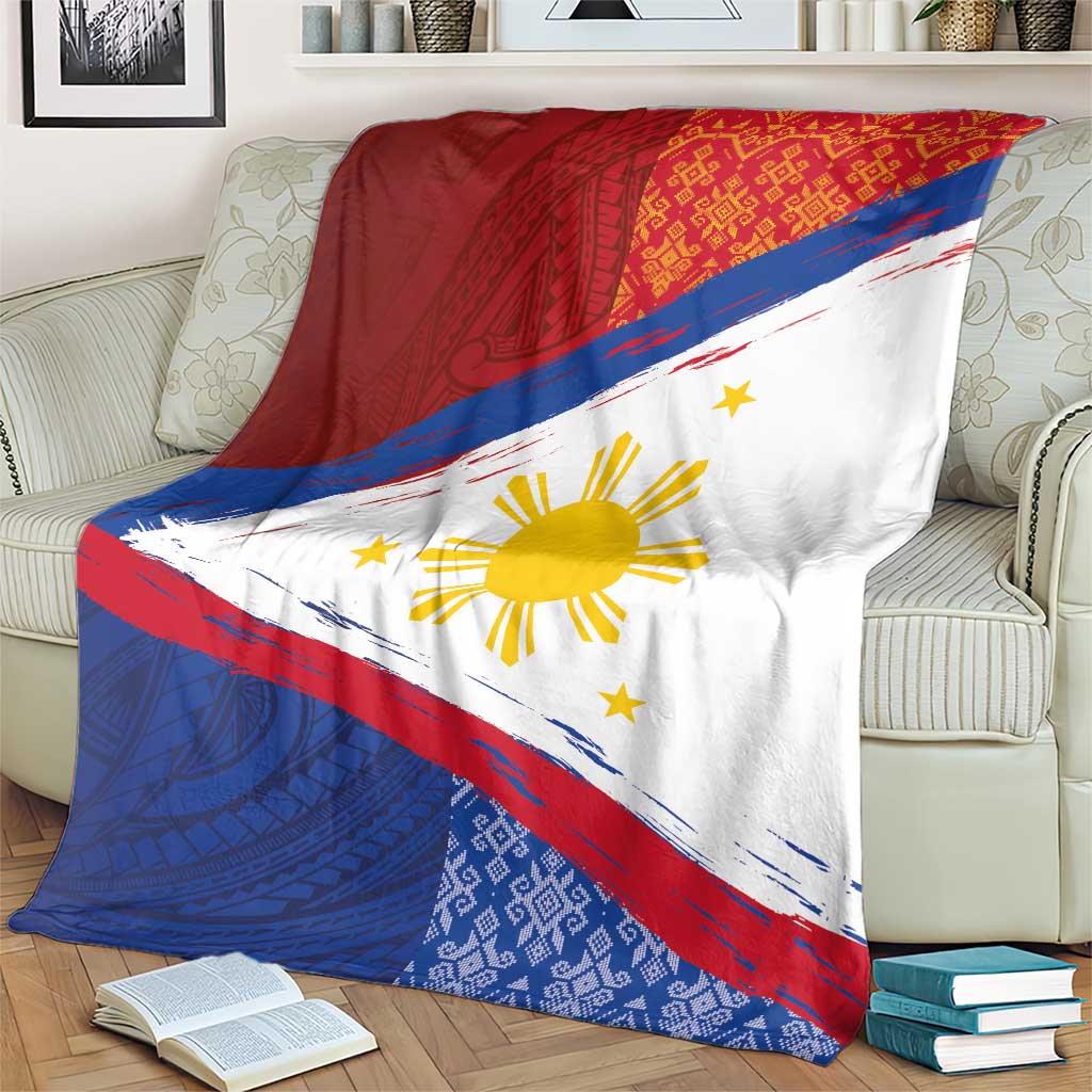Philippines National Flag Day Blanket Polynesian and Yakan Tattoo Brush Style LT03 - Polynesian Pride